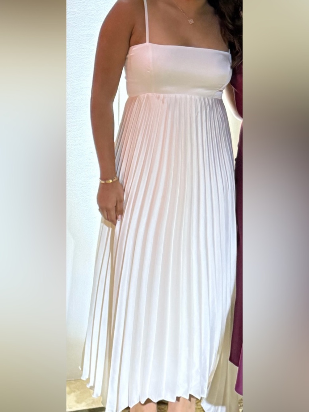 Abercrombie & Fitch White Strapless Pleated Maxi Dress